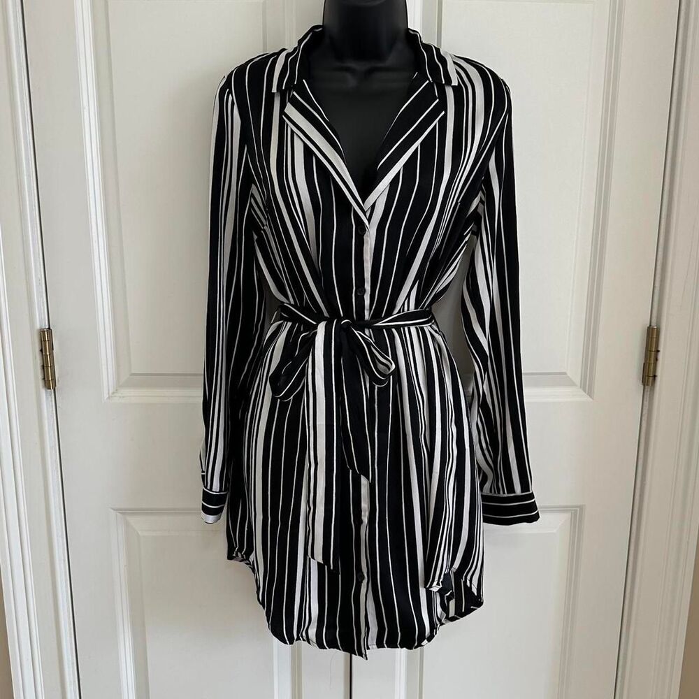 Black and White Striped Shirt Dress